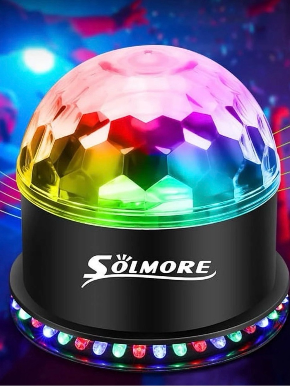 SOLMORE crystal magic ball party light with rotating RGB LEDs SEE VIDEO EUC
